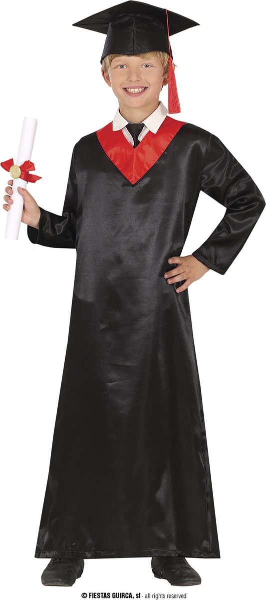 Geslaagd Gewaad Kind zwart/rood - 10-12 jaar