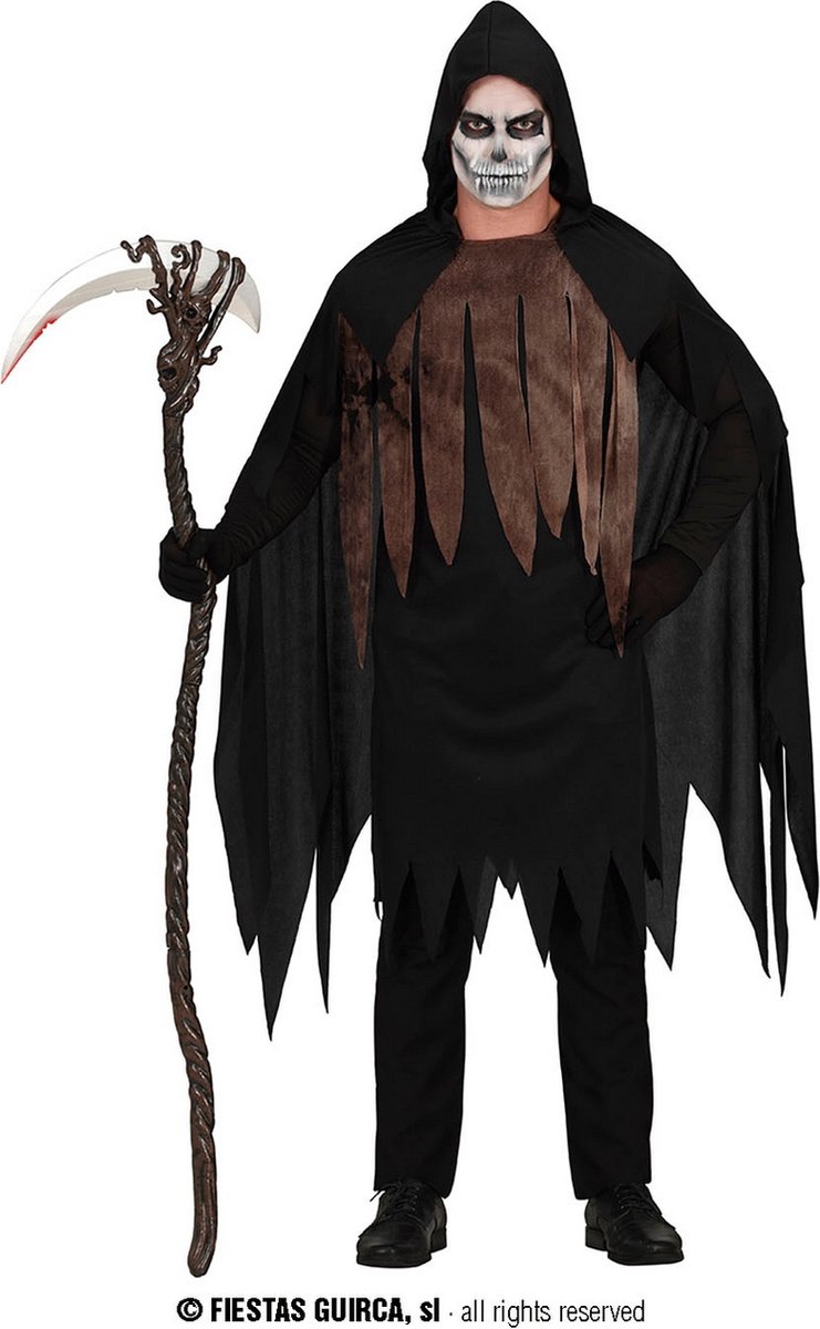 Guirca - Beul & Magere Hein Kostuum - Griezelige Beul Boudewijn - Man - Bruin, Zwart - Maat 52-54 - Halloween - Verkleedkleding