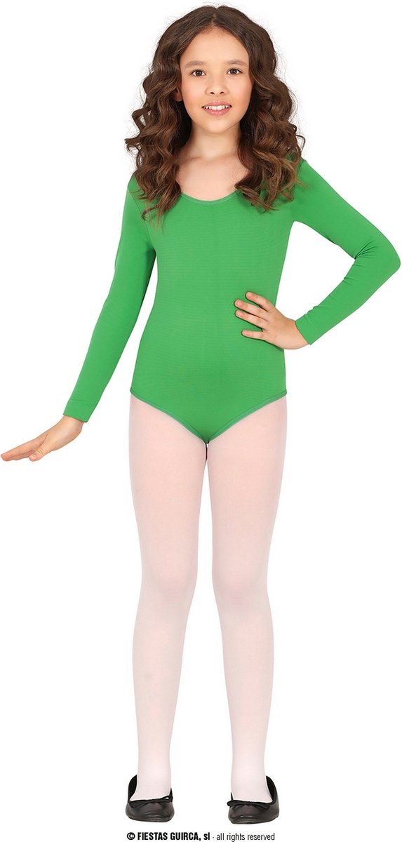 Guirca - Dans & Entertainment Kostuum - Gymnastiek Bodysuit Kind Groen - Meisje - Groen - Maat 110 - Carnavalskleding - Verkleedkleding