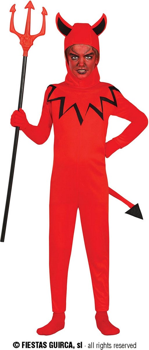 Guirca - Duivel Kostuum - Rode Duivelse Duivel Kind Kostuum - Rood - 3 - 4 jaar - Halloween - Verkleedkleding