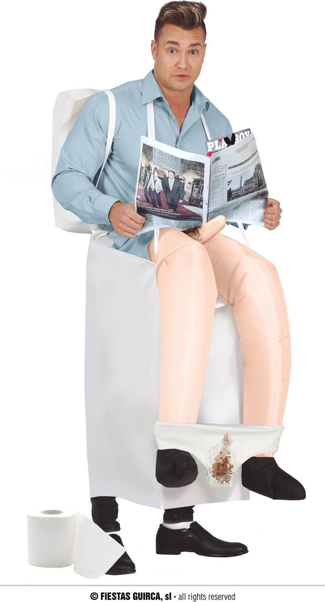 Guirca - Plee Mobiel - Man - Wit / Beige, Huidskleur - Maat 52-54 - Carnavalskleding - Verkleedkleding