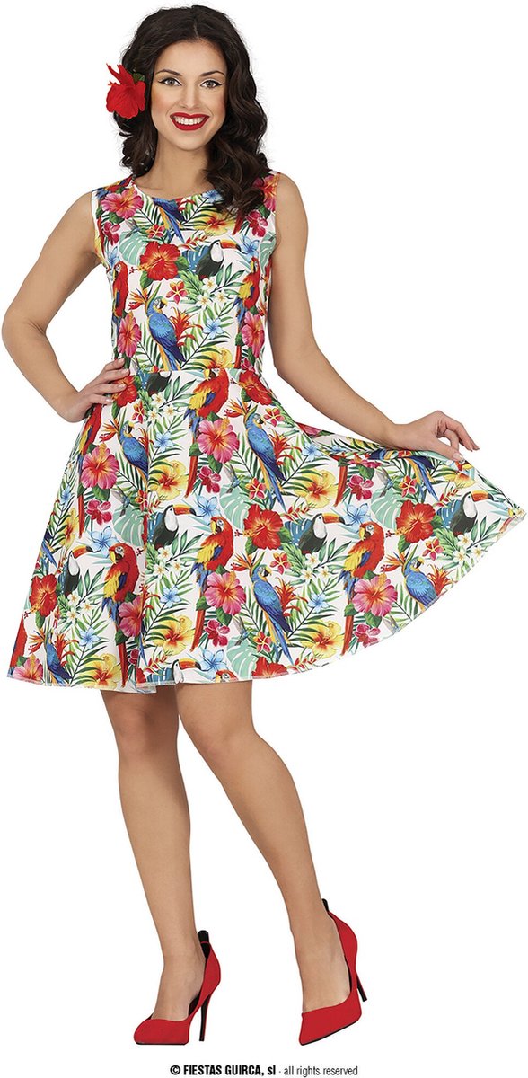 Hawaii Jurk Multikleur Papegaai Print Dames - Maat M