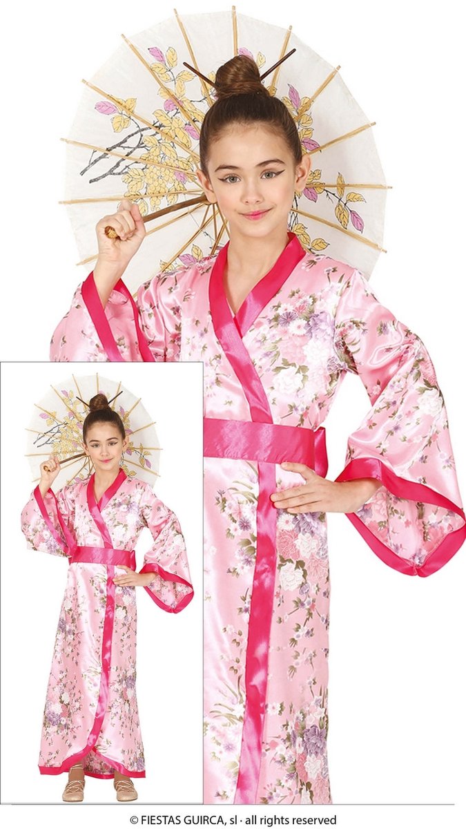Prachtige Roze Kimono Bloemenfurie - Meisje