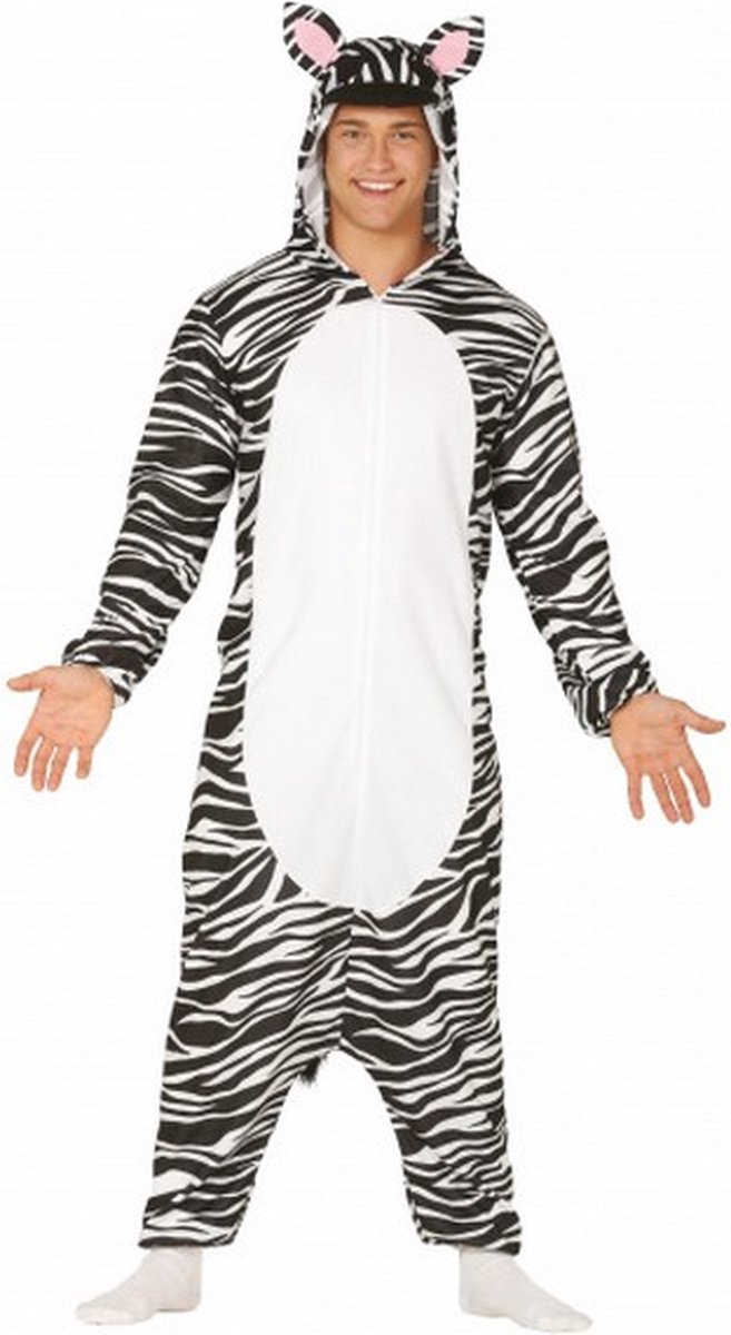 verkleedpak zebra heren polyester zwart/wit mt M