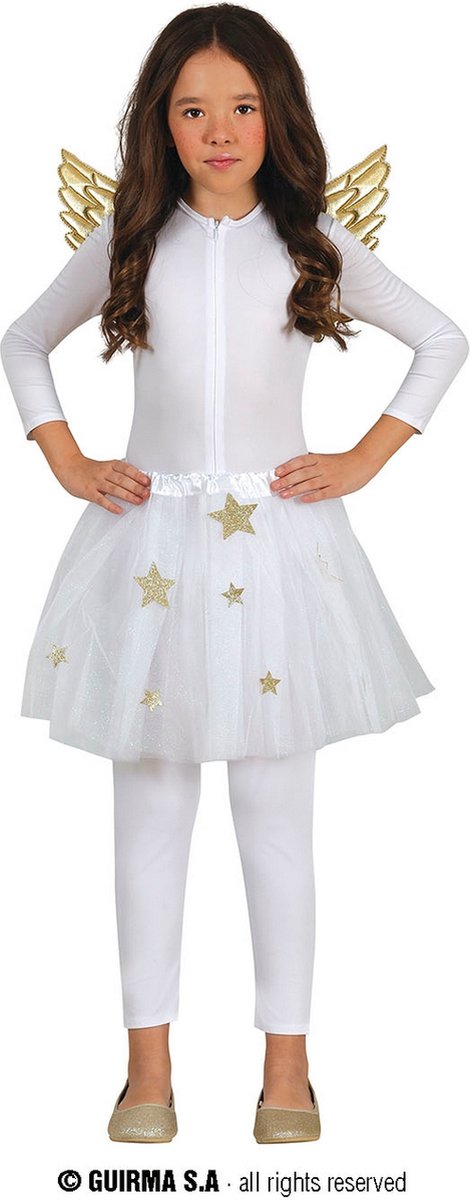 Guirma - Engel Kostuum - Engel Set Golden Star - Meisje - Wit / Beige - One Size - Kerst - Verkleedkleding