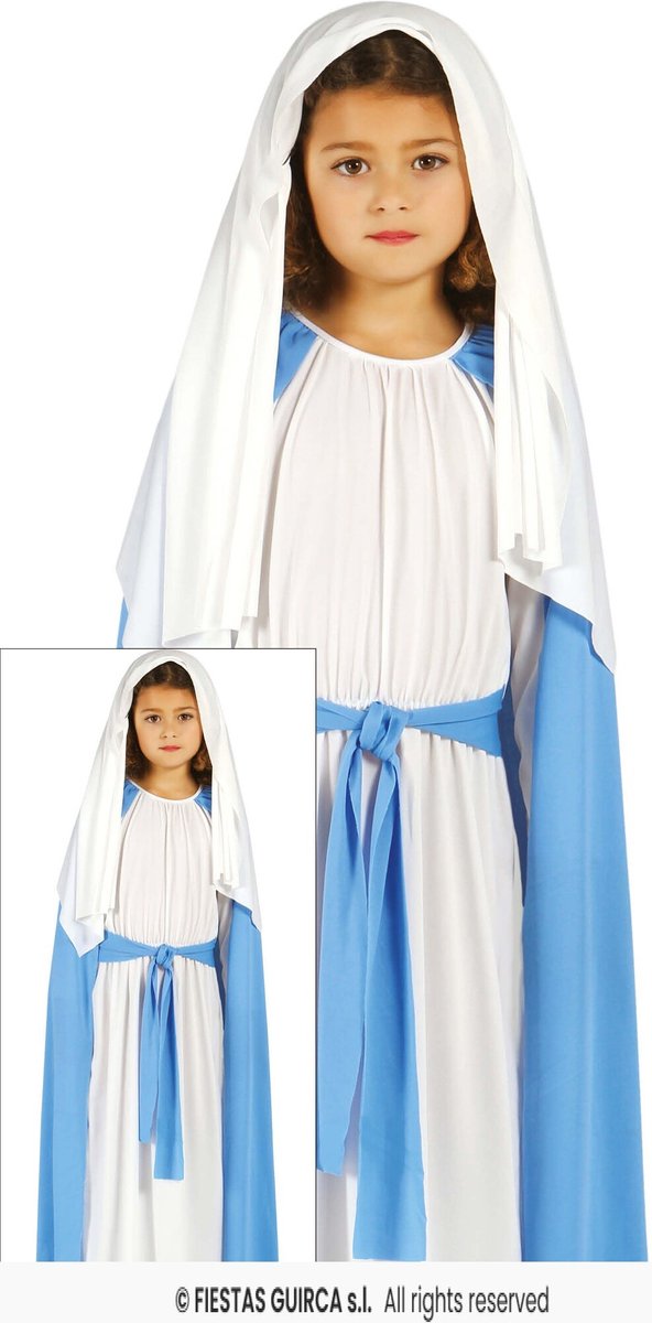 Maria Verkleedkleding Meisje Blauw/Wit - 3-4 jaar / 95-105cm