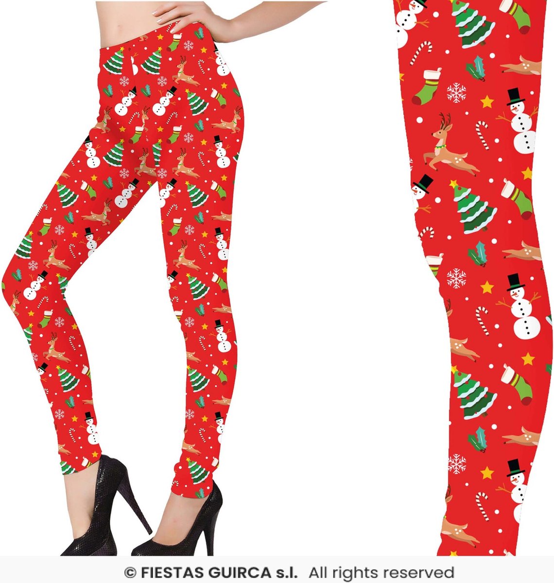 Rode Kerstmis Legging Prints - Maat M