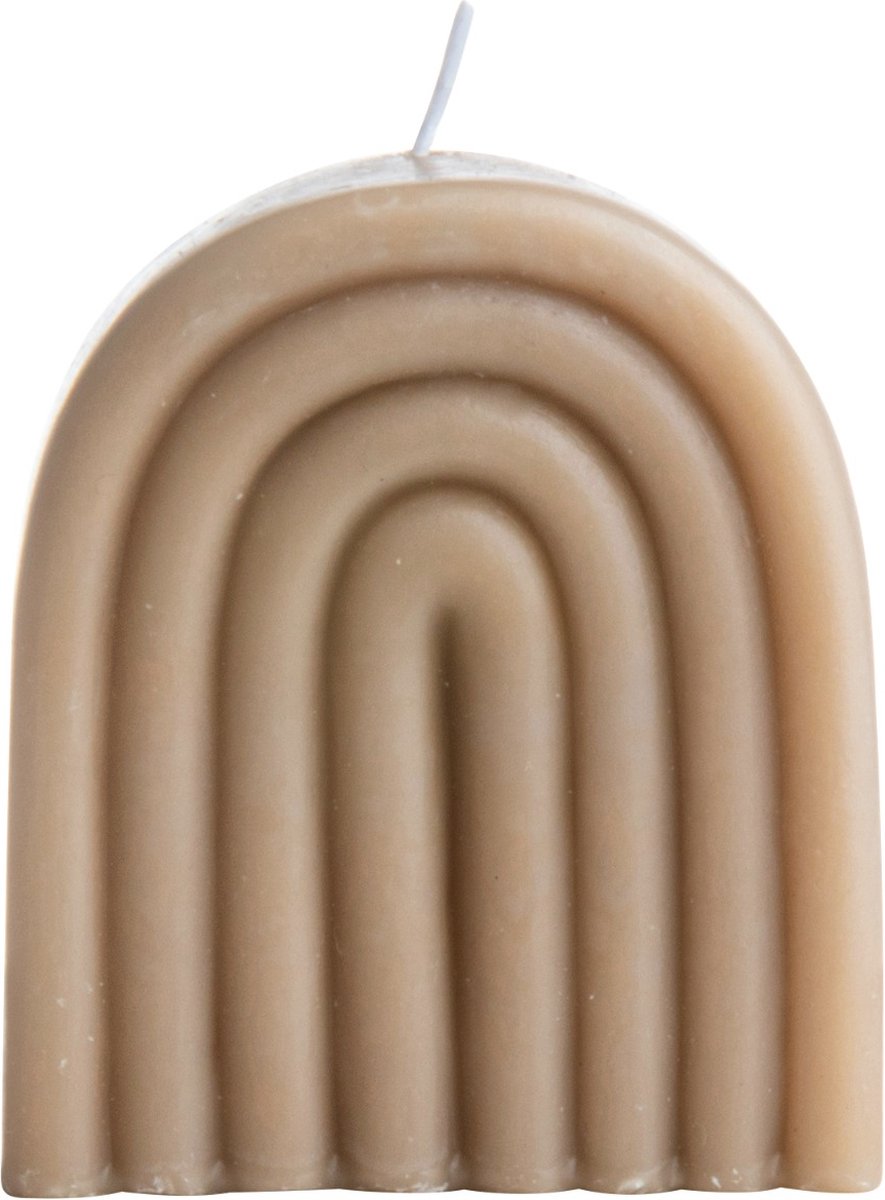Gusta regenboogkaars taupe -  paraffine - 4 centimeter x 6,8 centimeter x 8 centimeter