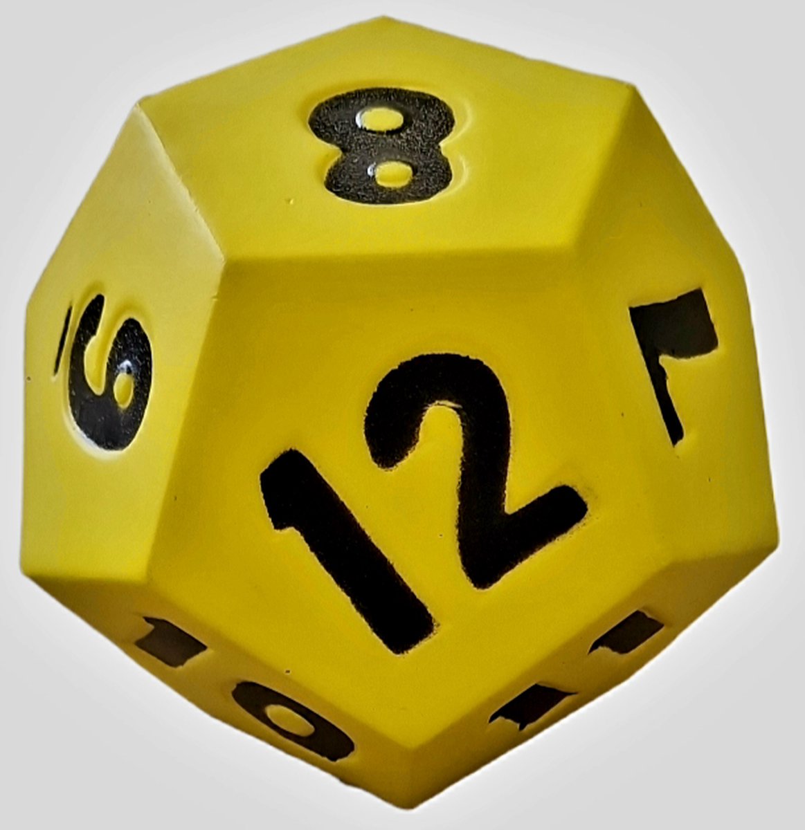 Dobbelsteen 12-zijdig, Coated Foam, Geel