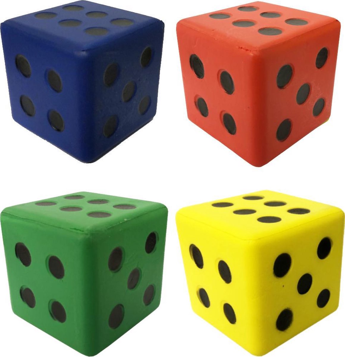 Dobbelstenen set 4 stuks Coated Foam 8x8x8 cm