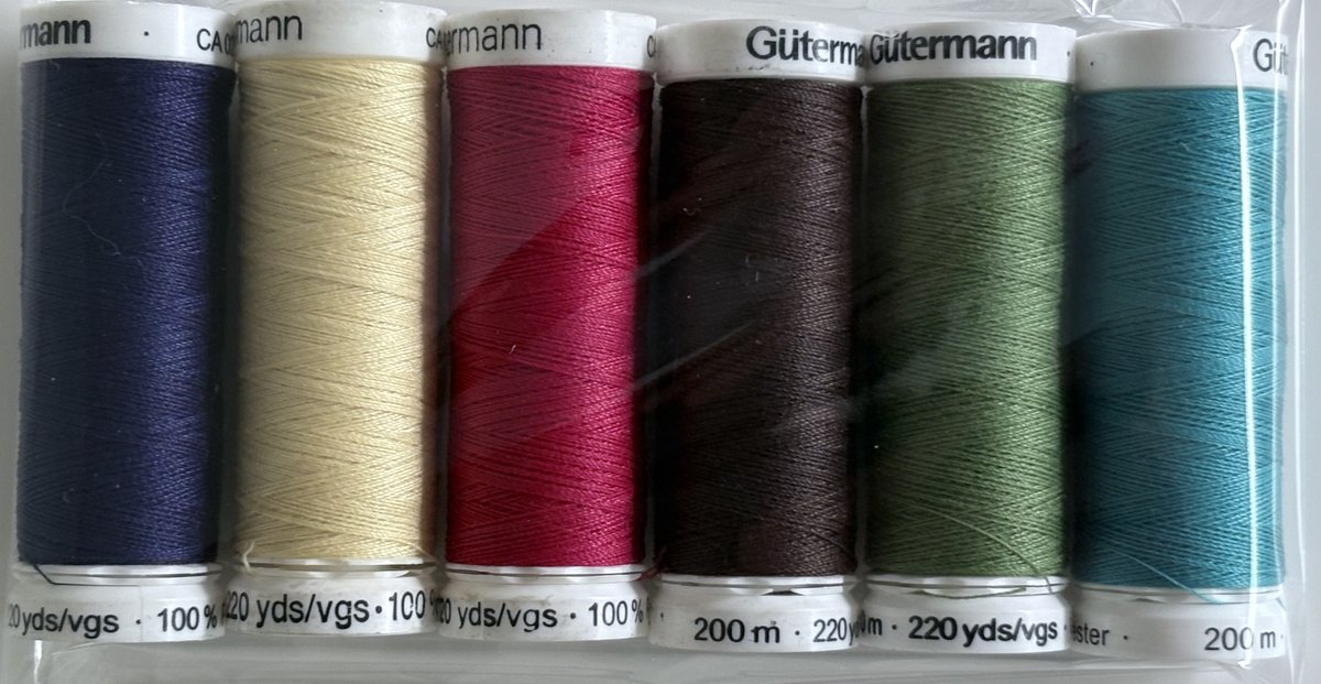 Gütermann Allesnaaigaren voordeelverpakking 6 stuks - voordeelset - 6 stuks x 200 meter - bruin - rood - groen - geel - blauw - turkoise
