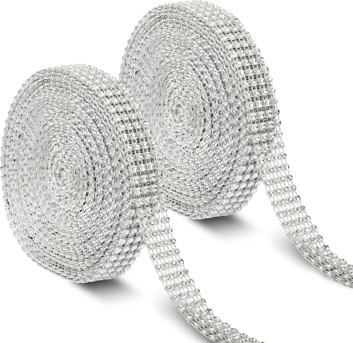 Handi Stitch 2 Zilveren Strass Steentjes Linten - 8,22 m Per Rol - 20 mm Breed - Strass Steentjes Decoratie - Strass Lint - Bruiloften en Verjaardagen
