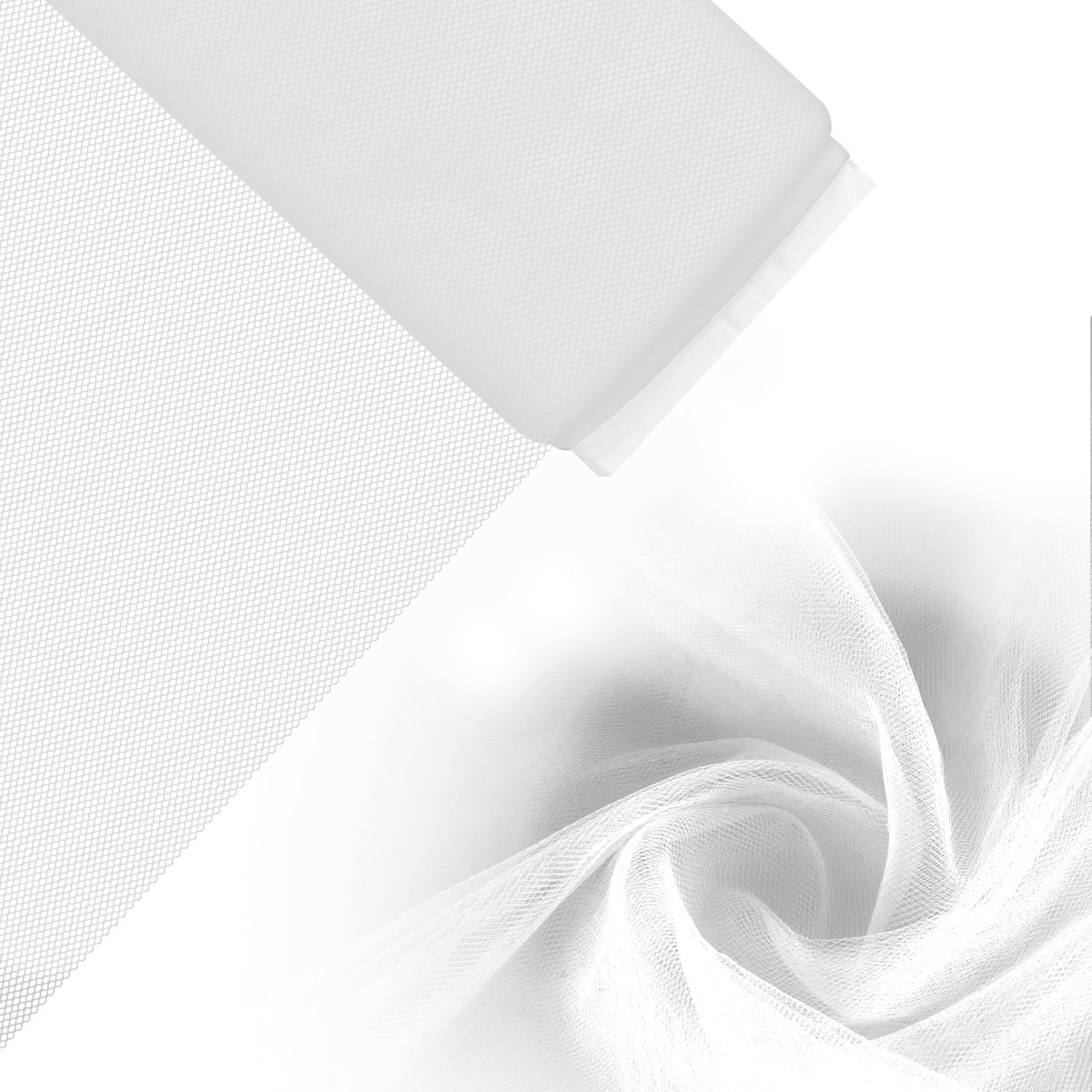Handi Stitch Brede Witte Stof Tule Rol – 137 Breed x 18m Lang – Polyester Tule Rollen Voor Verjaardags Feestjes, Verpakken, Huwelijken, Decoraties, Hobby, Strikken, Tutu Rokjes, Kostuums