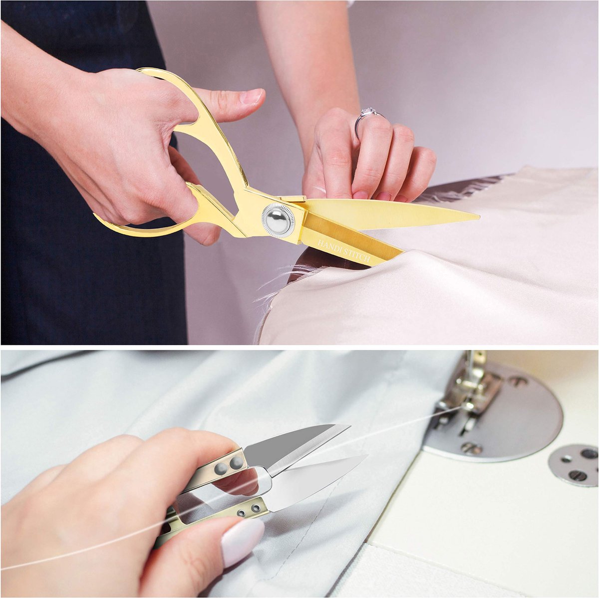 Handi Stitch Gouden Kleermaker Schaar & Draden Knipper - Zware Kwaliteit 20,32cm Roestvrij Stalen Scherpe Schaar - Het Knippen van Stof, Kleding, Leer, Spijkerstof, Aanpassen, Naaien en Kleermaken