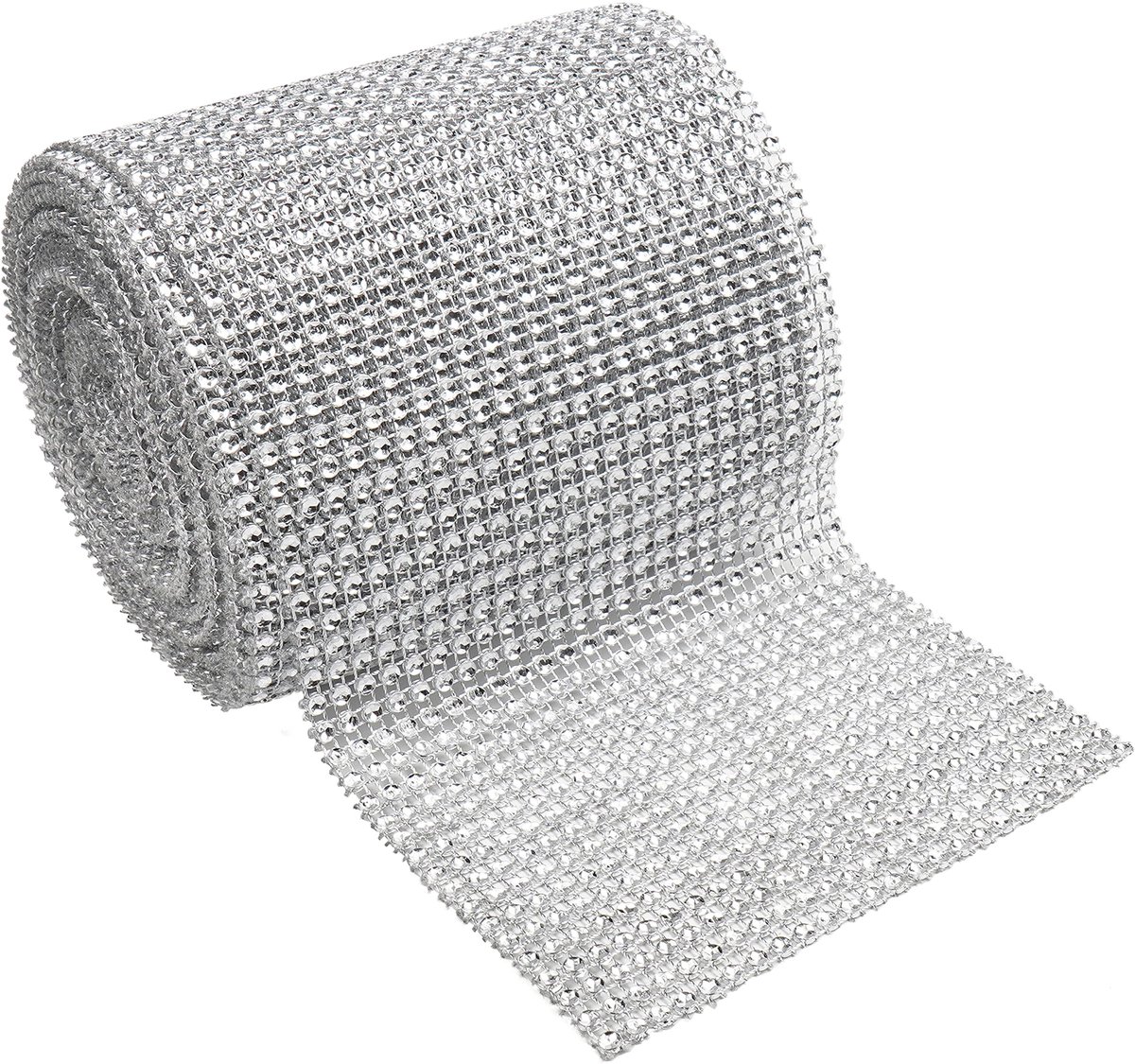 Handi Stitch Zilver Kristal Strass Diamant Lint - 9,14 m Rol - 12 cm Breed – Doe het Zelf Glitterend Bling Gaas - DHZ Kunst & Knutselen, Bruiloft/Verjaardag Evenement Decoraties, Riemen & Taart