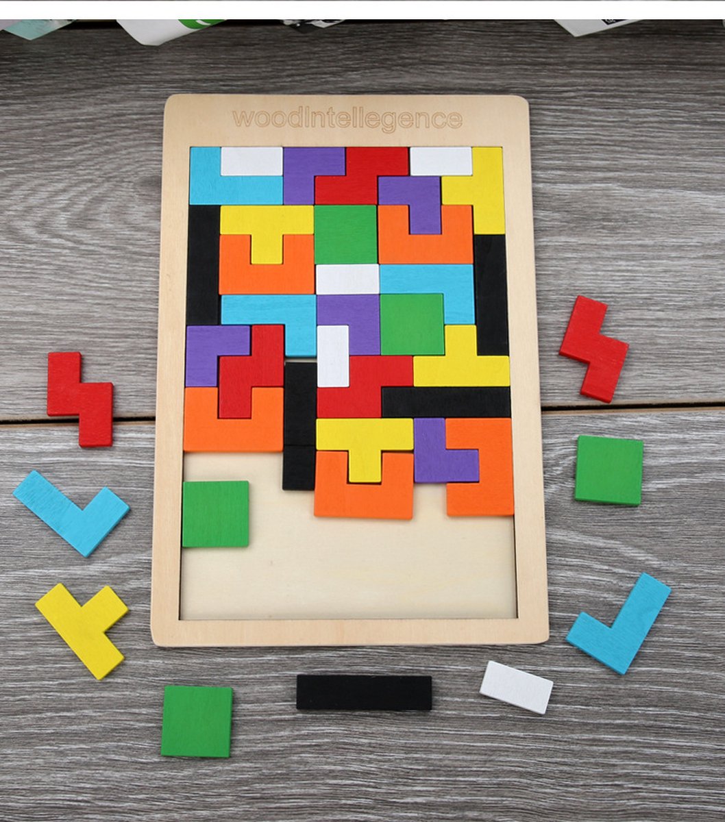 Houten bouw Tetris puzzelspeelgoed