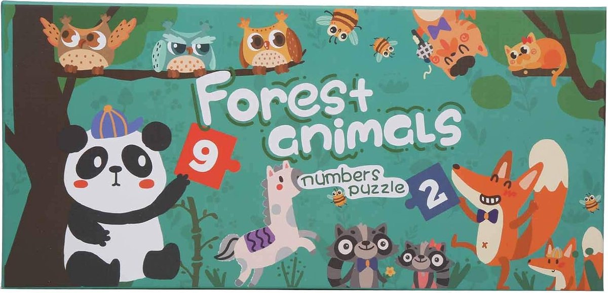 bosdieren puzzel met cijfers - Kinderen Educatie