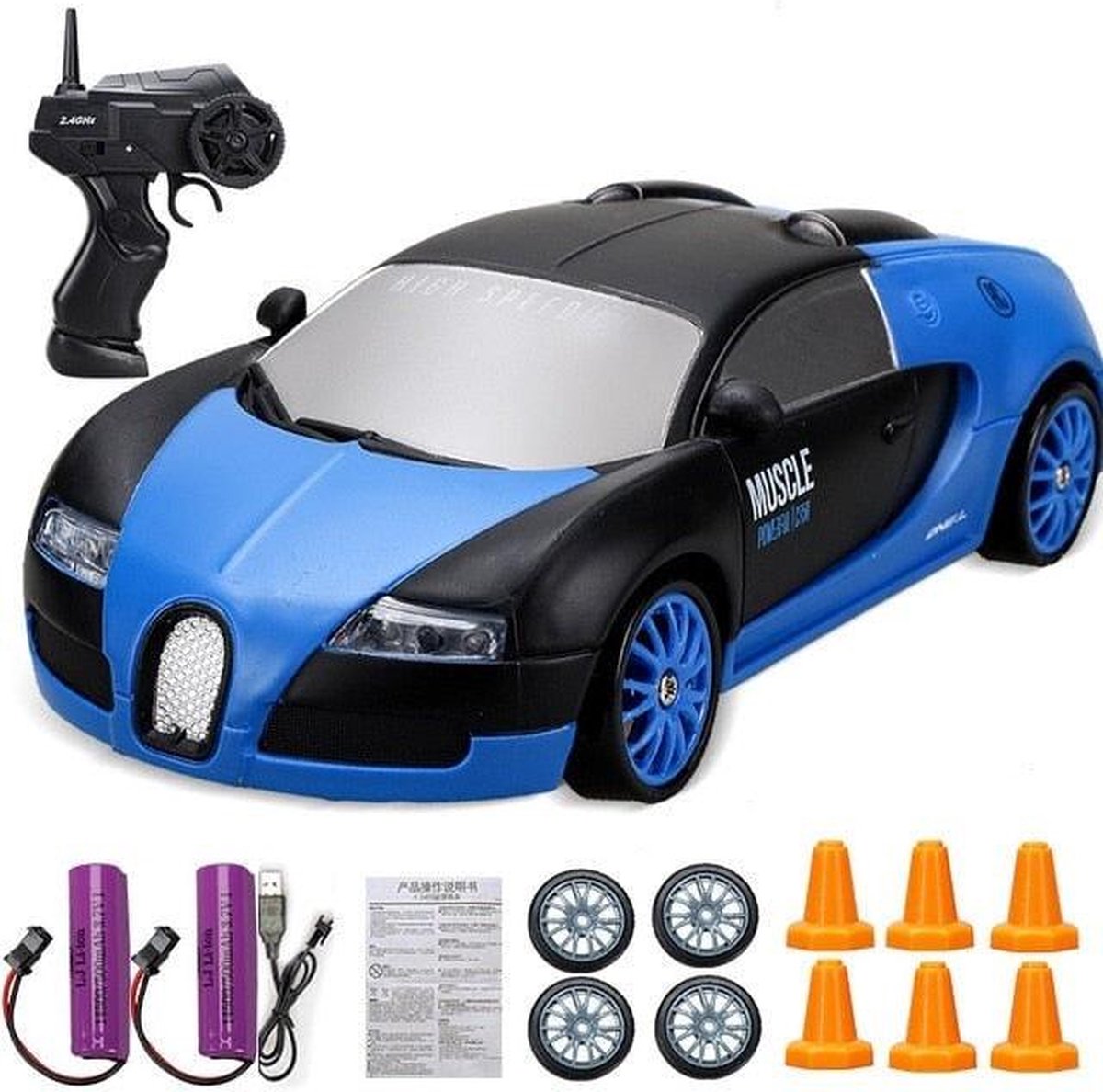 HB Toys Bugatti - 1/24 Drift Auto - RTR - 2 Batterijen