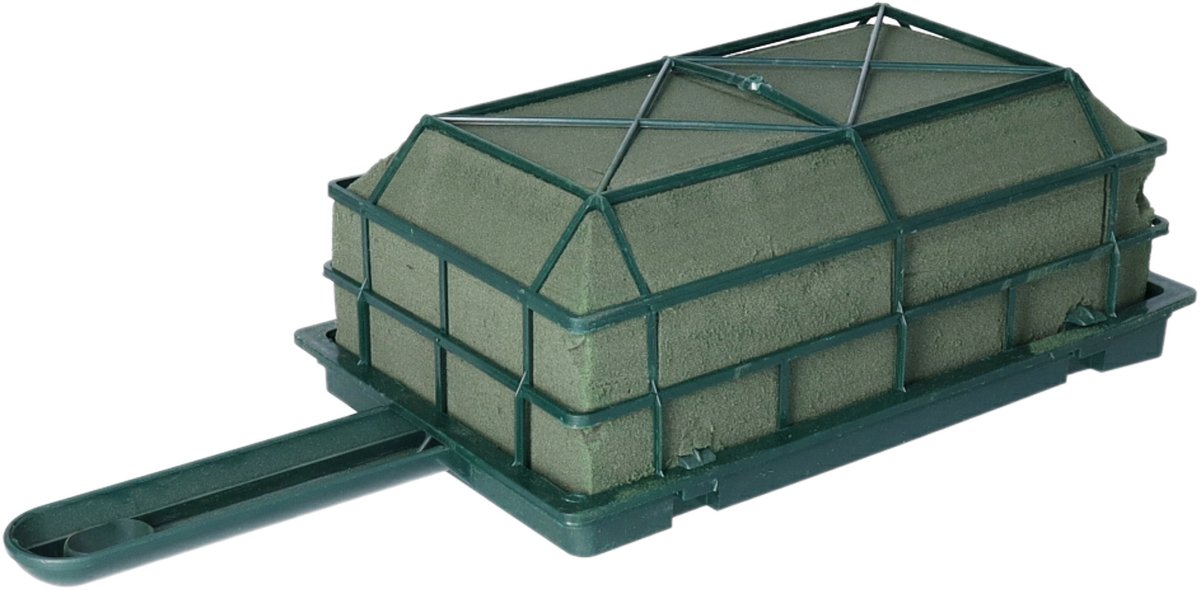 HBX Natural Living steekschuim/oase boekethouder - groen - L21 x B11 x H8 cm - foam - rechthoekig - steekschuimhouder - oasehouder