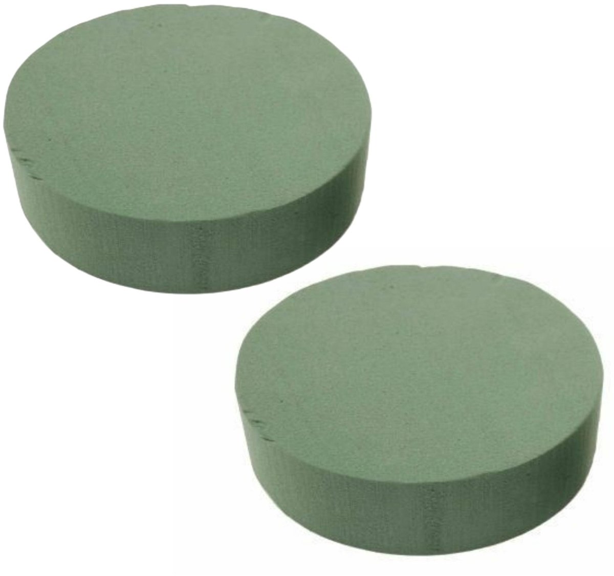 HBX Steekschuim/oase - 2x - nat - Rond - groen - D15 x H5 cm - voor bloemen - bloemstukken