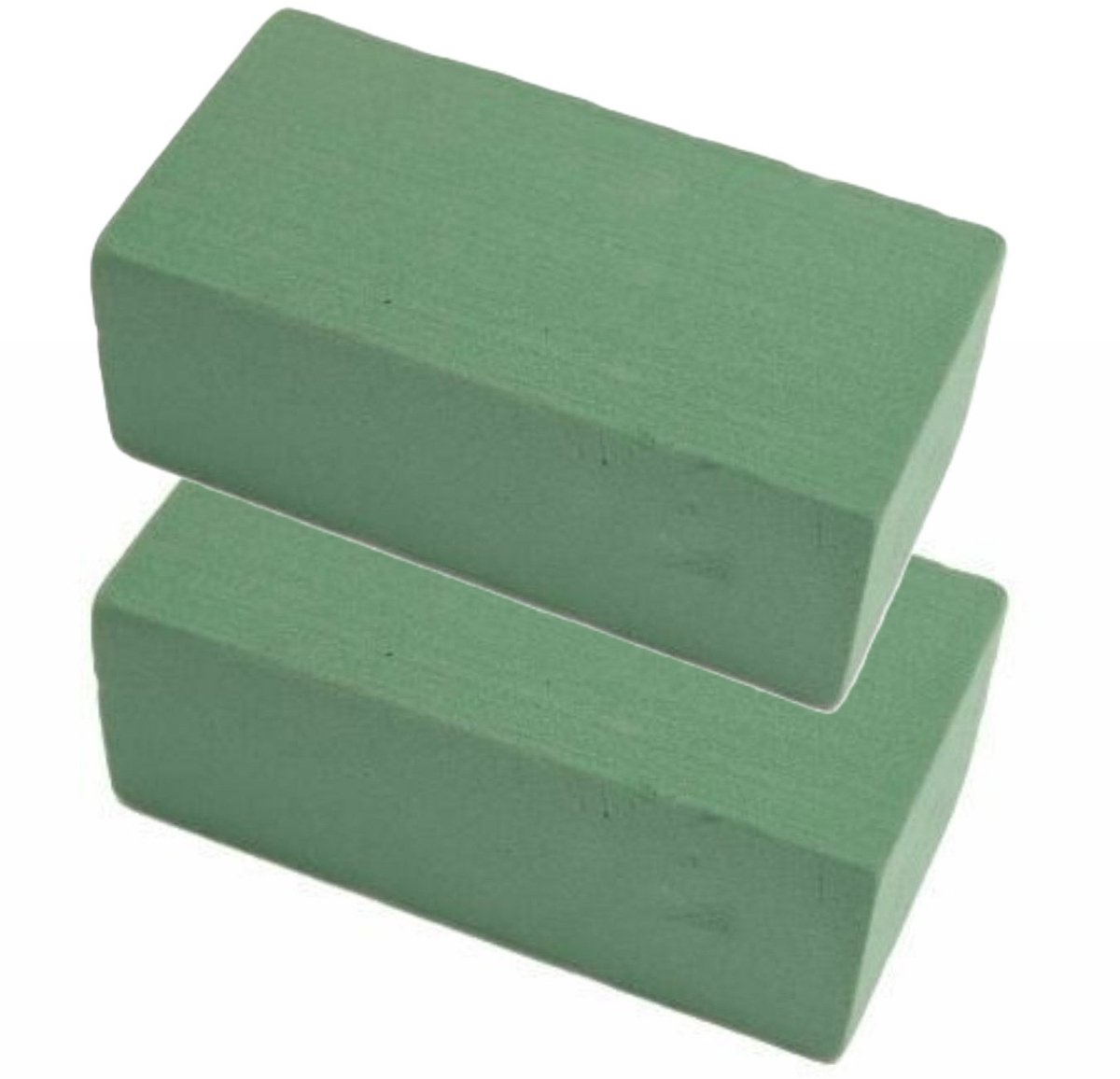 HBX Steekschuim/oase - 2x - nat - rechthoekig - groen - 20 x 10 x 8 cm - voor bloemen - bloemstukken