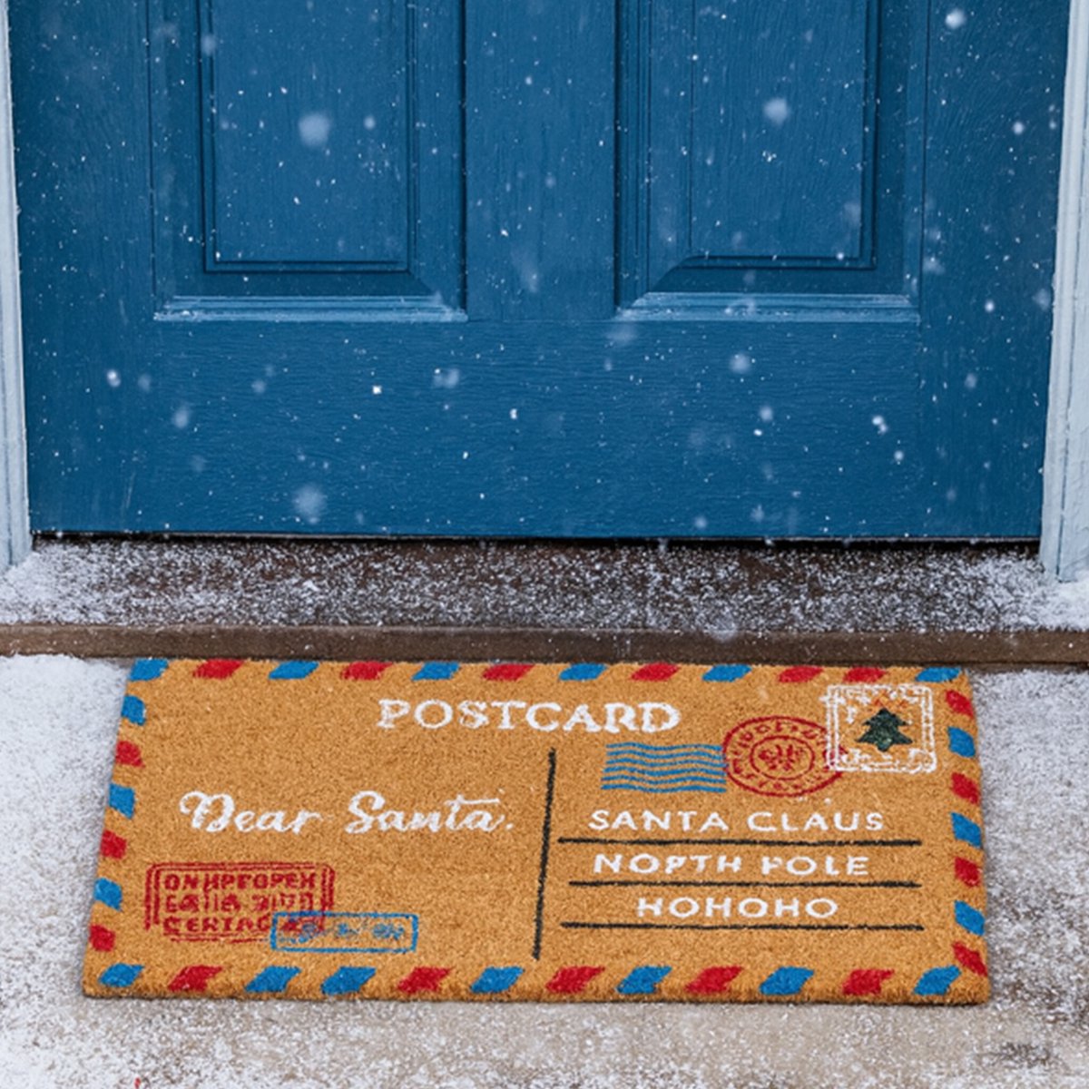 HEM Kokos Deurmat 40x60 cm - Kerst-design “Postcard Dear Santa” - Anti-slip - Voor binnen/buiten