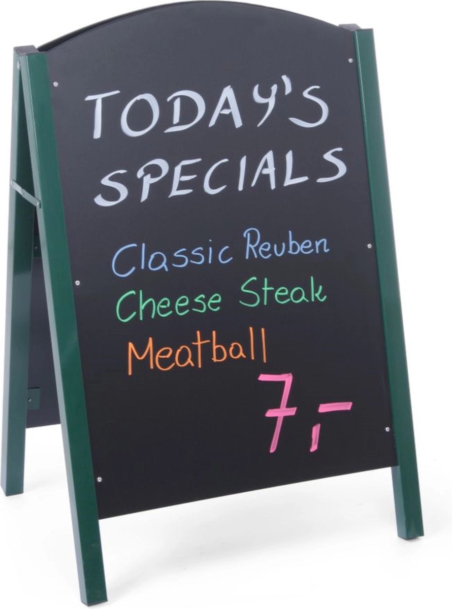   Krijtstoepbord – 700x500 mm – Stalen lijst – Zwart – Hoogte 1100 mm