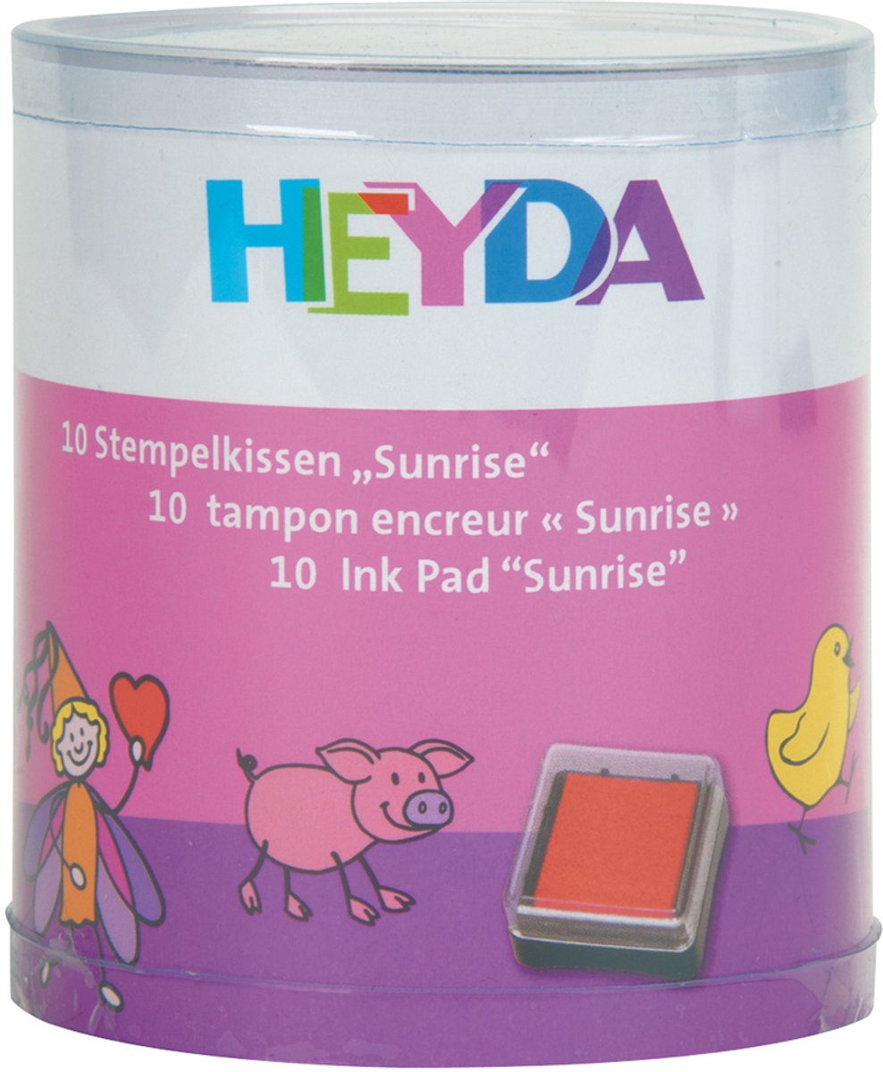 Heyda stempelkussens set Zonsopgang, transparante ronde doos.