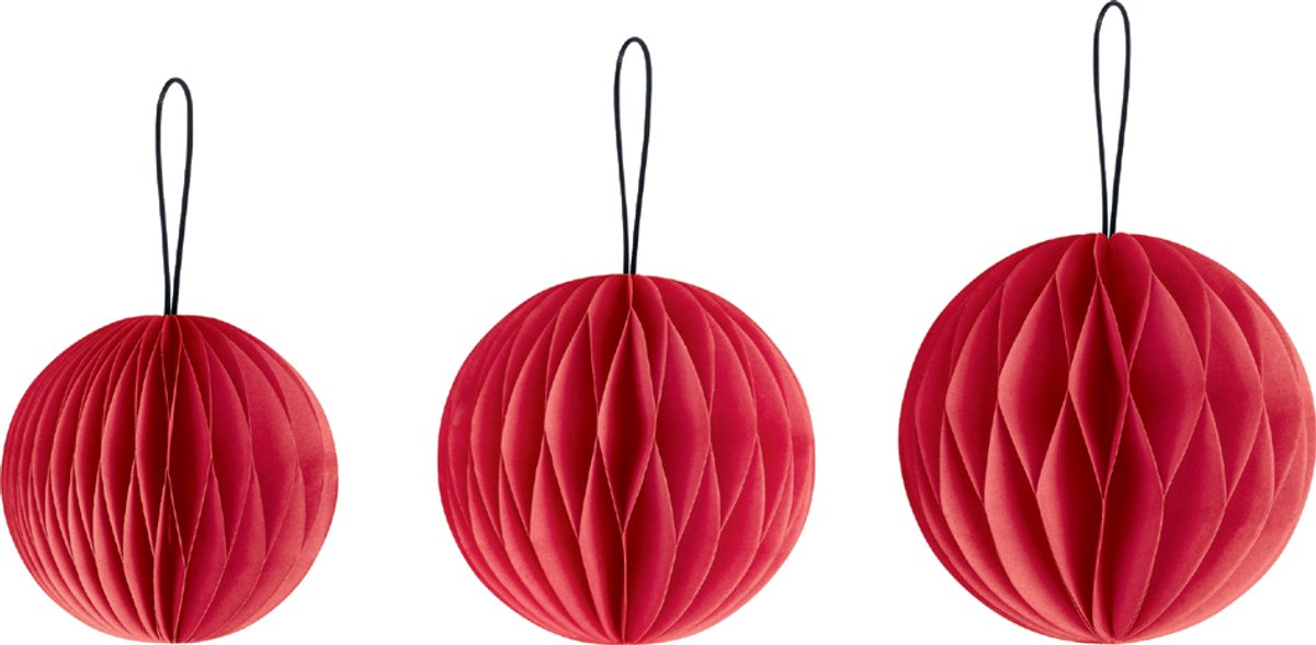 Honingraat-decoratieset Honingraatbollen, rood