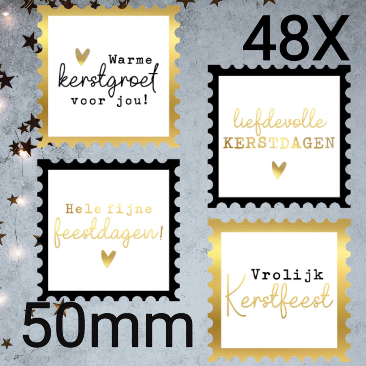 48 Sluitstickers- 4 soorten-Stickers-Fijne Feestdagen-Kerststickers-Cadeaustickers