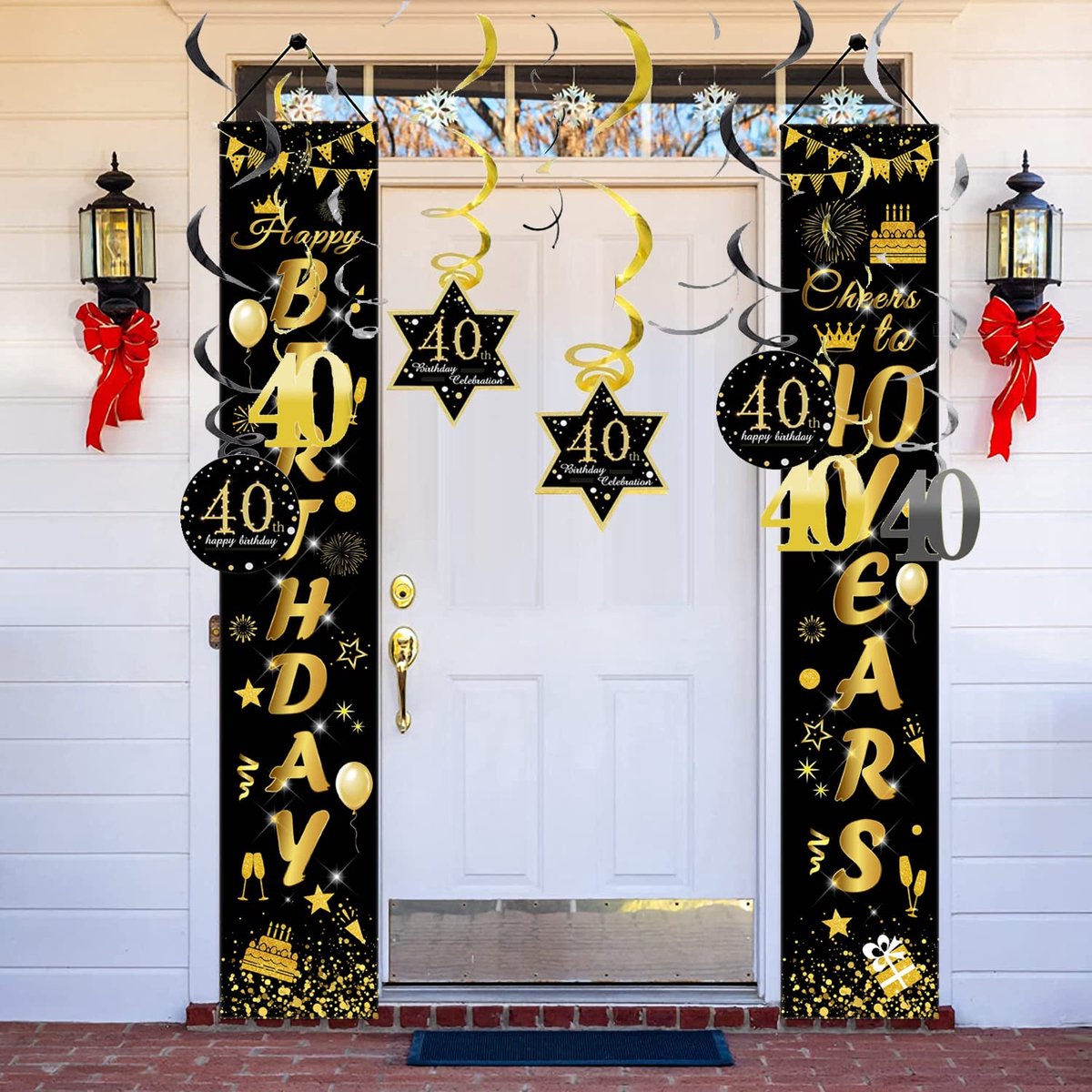 Plugstore - 60e verjaardag banner, welkom decoratie, teken party decoratie, zwart goud decoratie verjaardag, verjaardag alles goede banner, decoratie 60e verjaardag