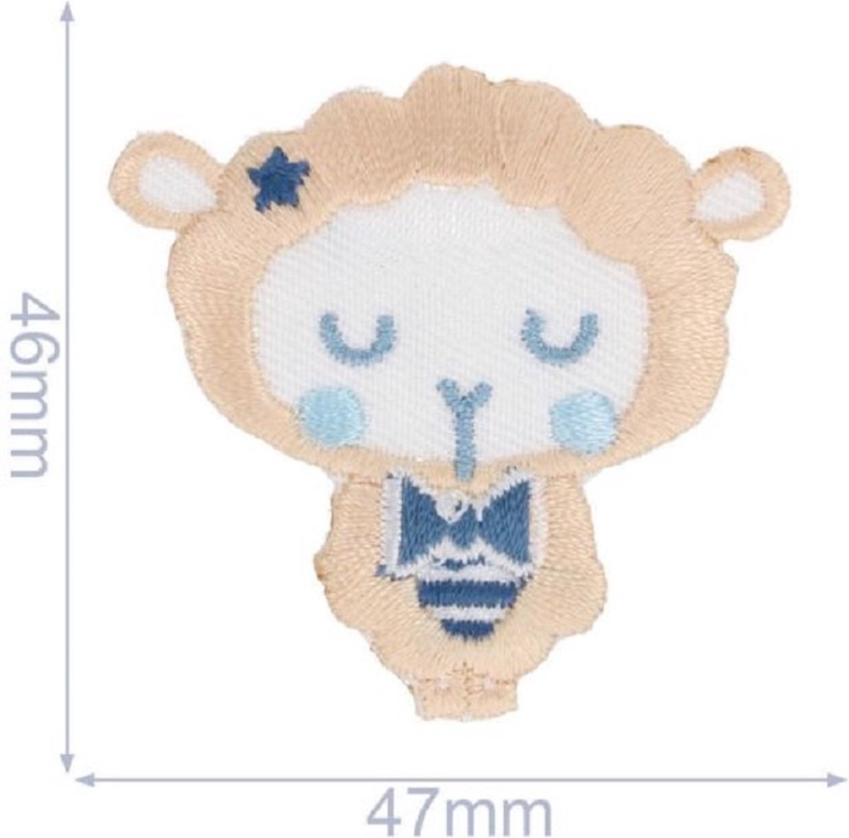 Strijkapplicatie - Schaap Met Strikje - 46x47mm