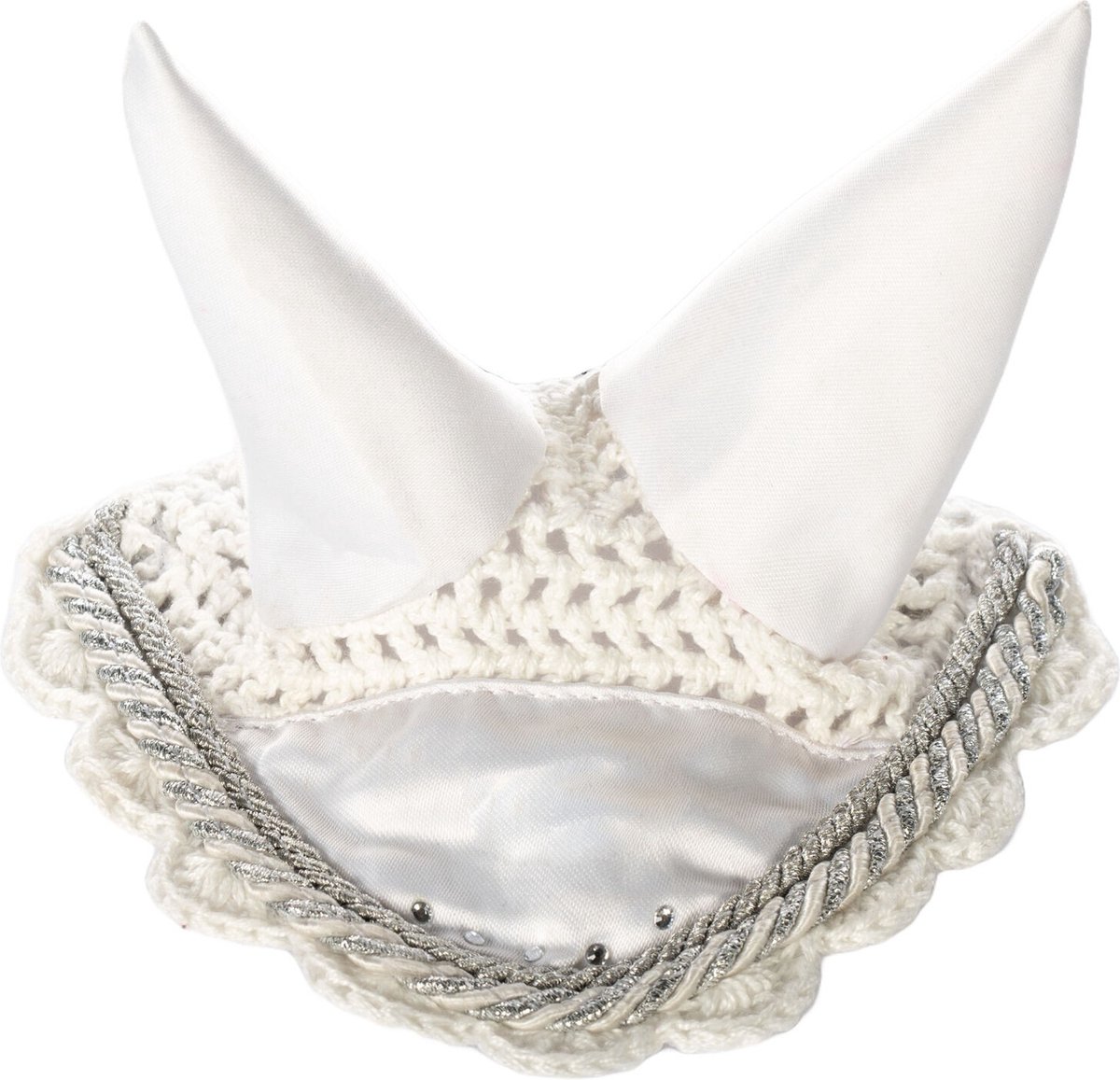 HKM Hobby Horse stokpaard oornetje - Turnier wit - met strass steentjes