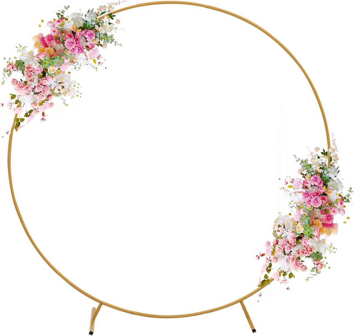 Metalen ballon boog kit grote metalen ballonboog achtergrondstandaard metalen ballonboog ronde bruiloftsboog gouden ballonboog kit trouwboog frame luchtballon boog frame 2,2 m