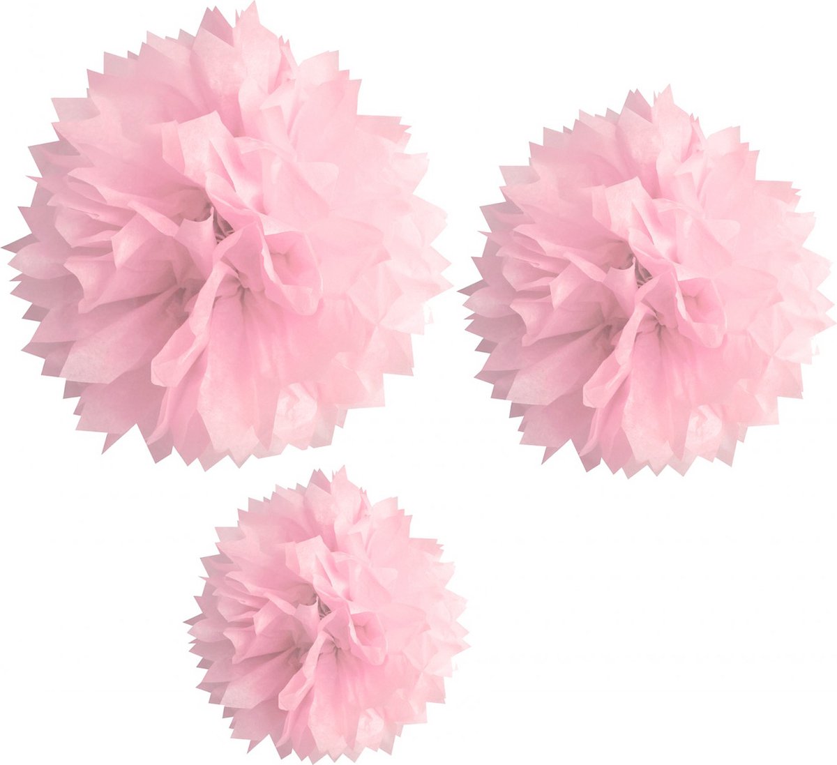 HOBI - 3 Papieren Pomoms roze