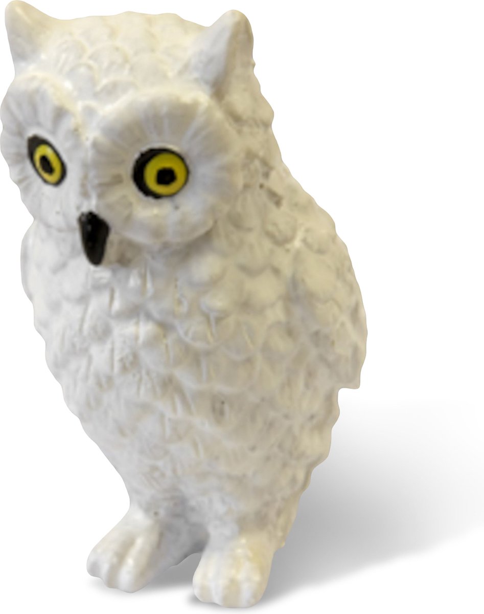 HOBI - Kleine witte uil van hars 7,5 x 4,5 cm
