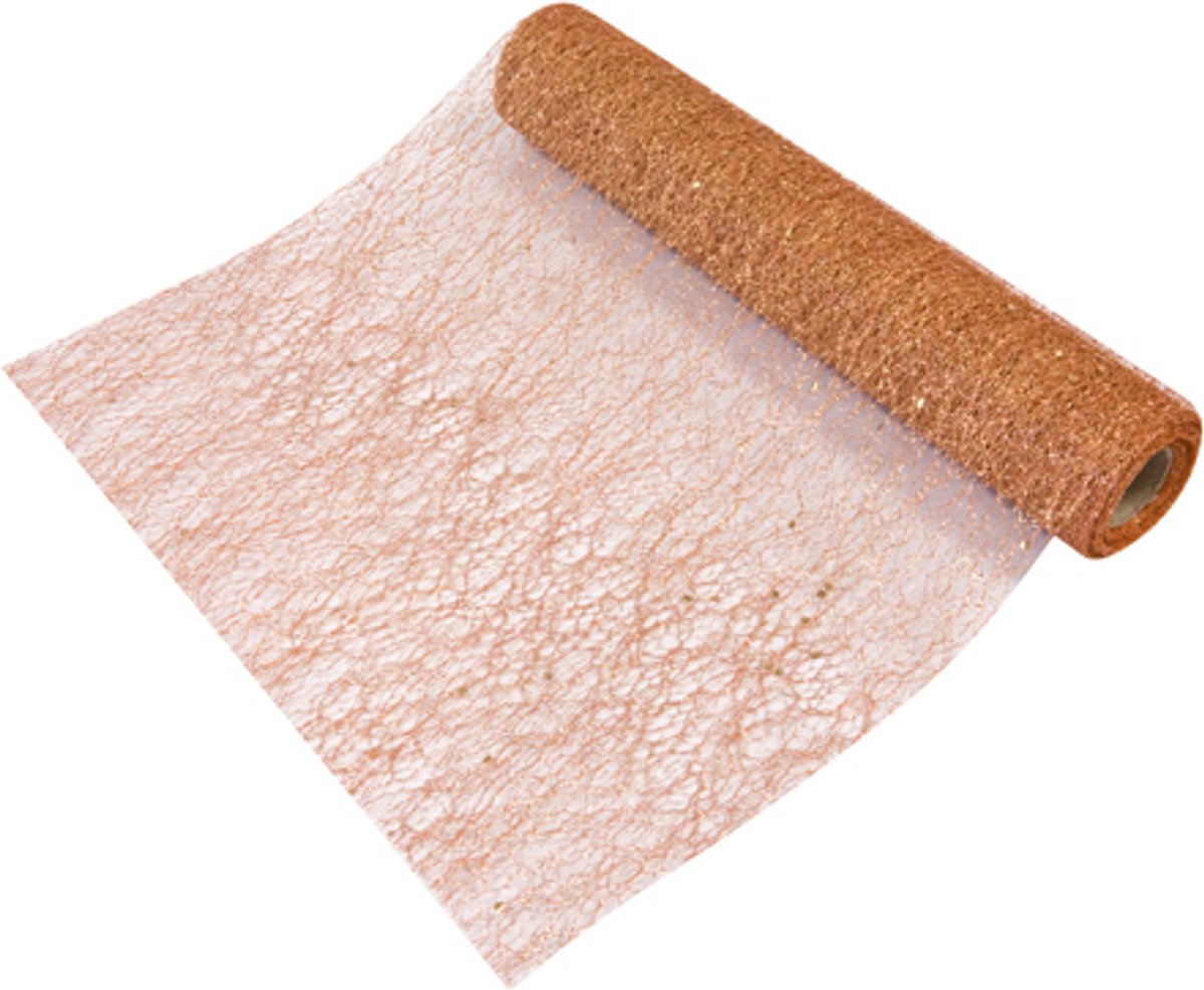 HOBI - Roségoud metallic non-woven tafelloper 28 cm x 5 m