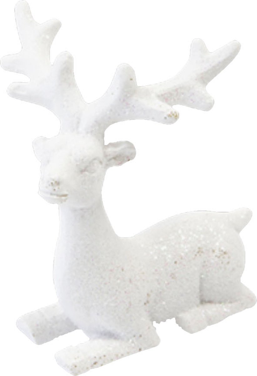 HOBI - Wit glitterhars rendier 6,6 cm