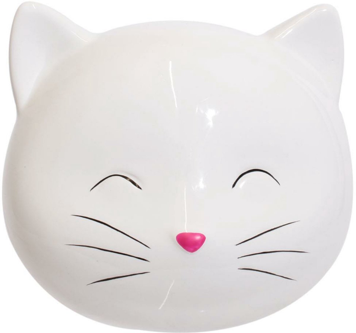 Home Deco Factory Dieren spaarpot voor kind/volwassenen katje/poes - Keramiek - wit - 13 x 11 cm - Katten