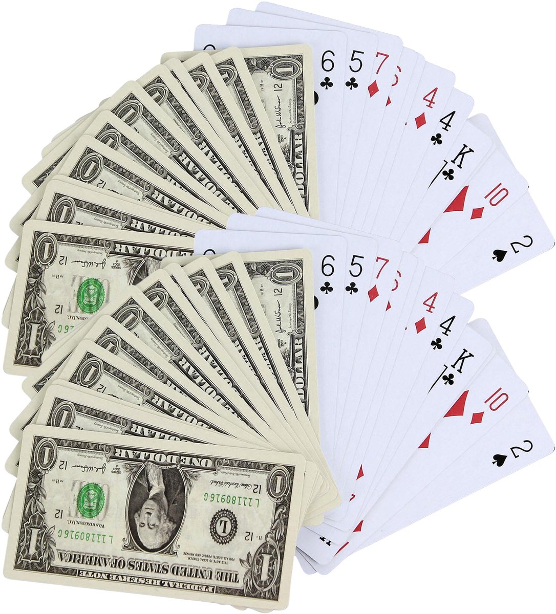 Home deco factory Speelkaarten dollar biljet - 2x - 54 kaarten - kaartspel - klassiek