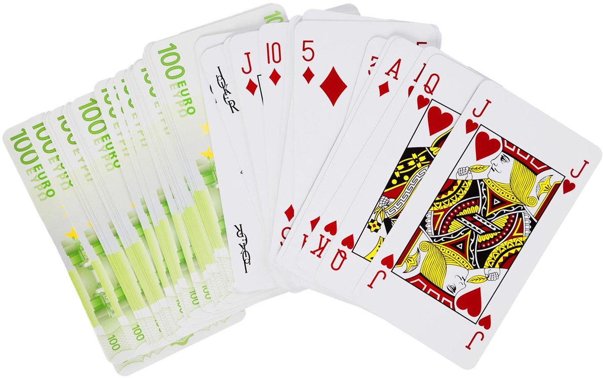 Home deco factory Speelkaarten euro biljet - 54 kaarten - kaartspel - klassiek