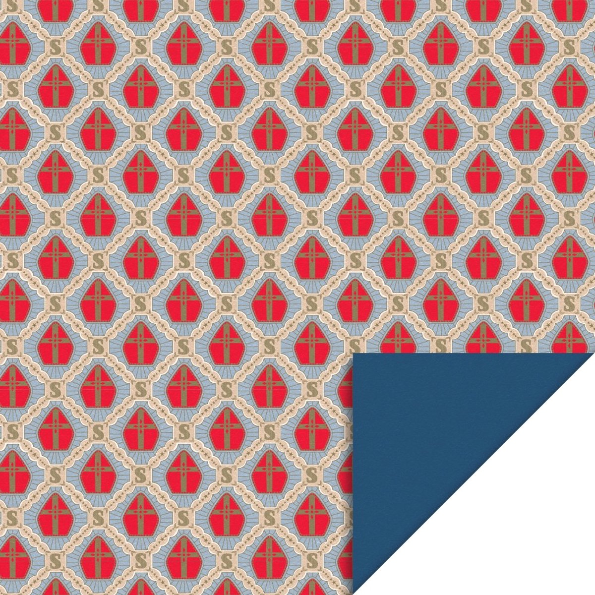 HOP - Cadeaupapier 70 cm - Sint Mijter Blue - Dark Blue