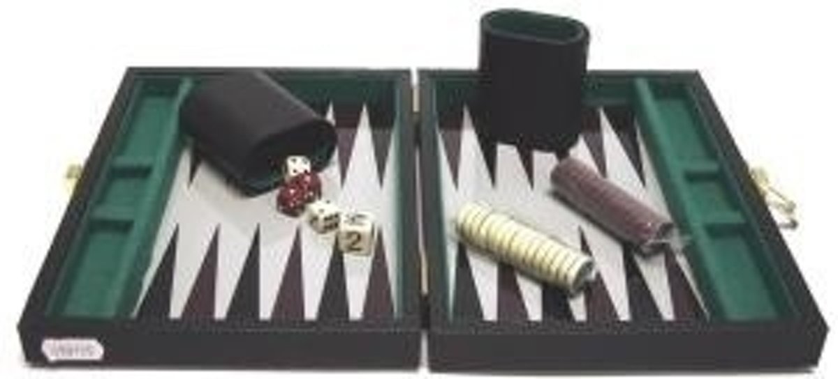 Backgammonkoffer magnetisch zwart 23x17 cm