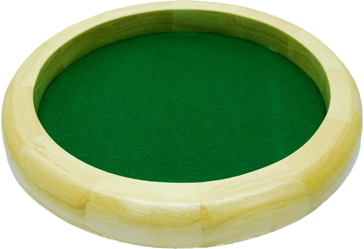 Dobbelpiste blank hout rond 35cm.groen vilt