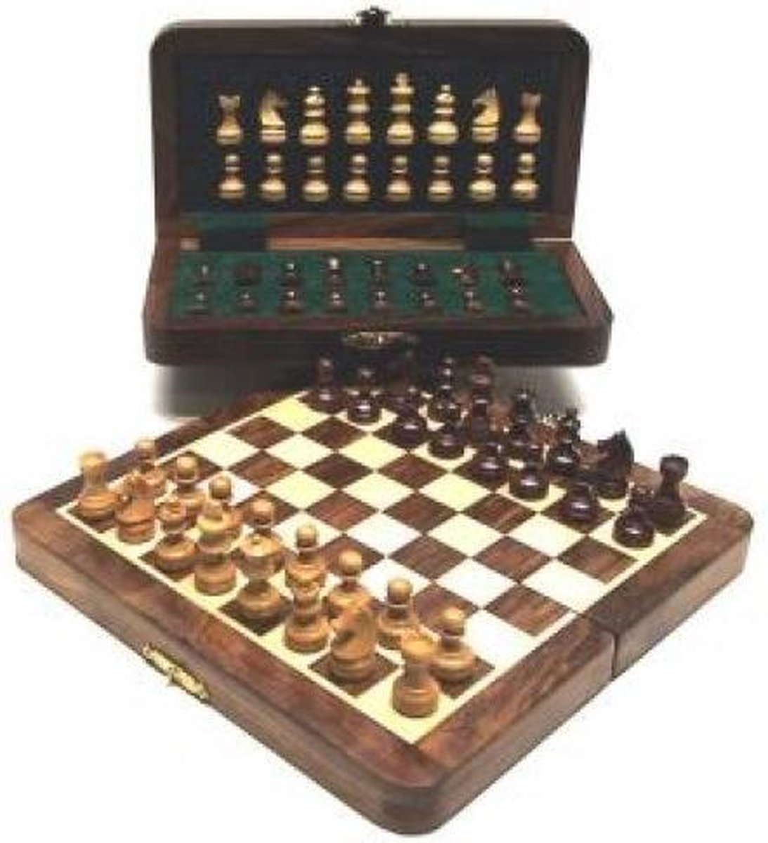 HOT Games schaakspel magnetisch acacia ingelegd 25x13cm klassiek.
