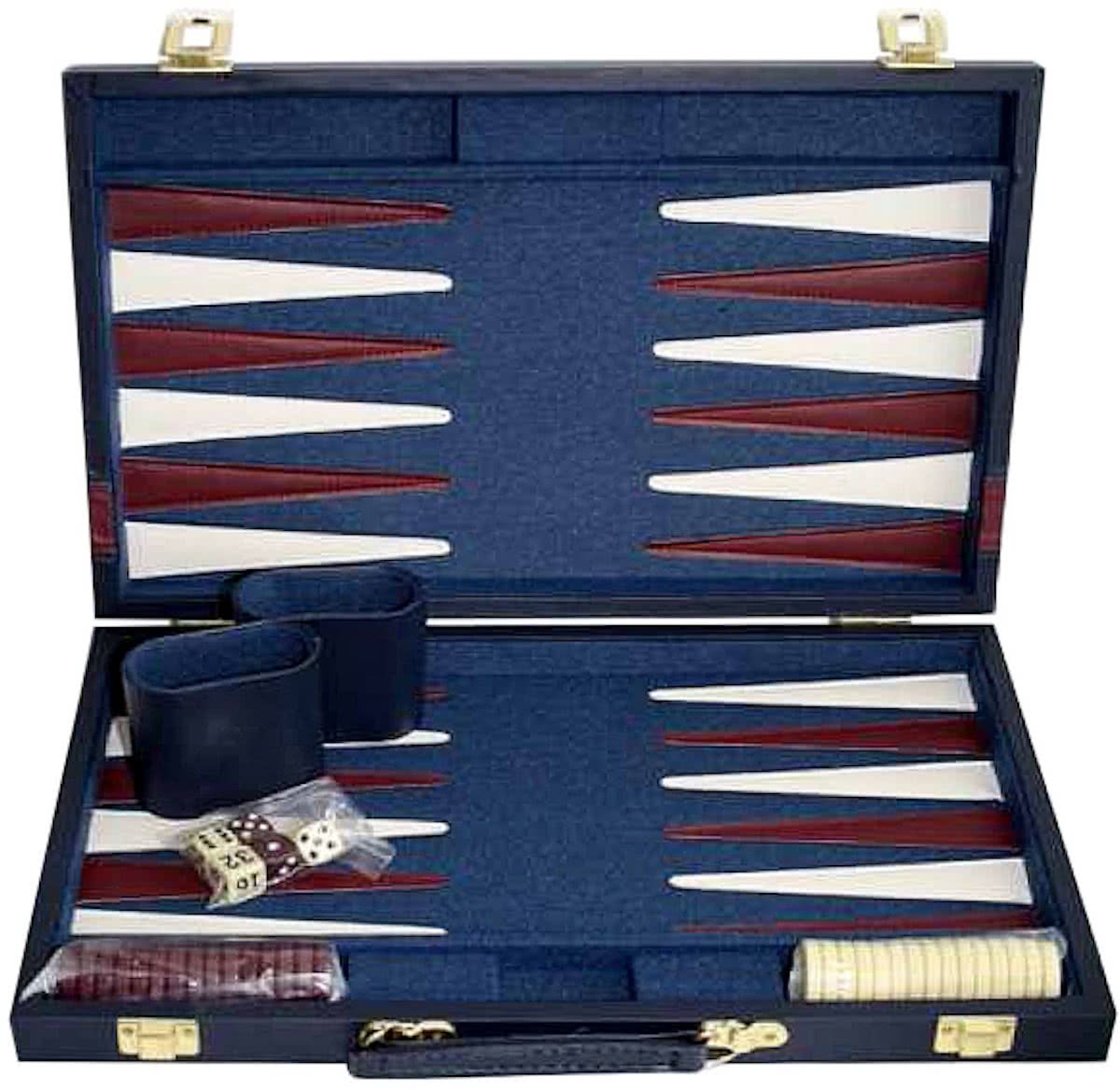 Hot sports Backgammon koffer blauw 38x24