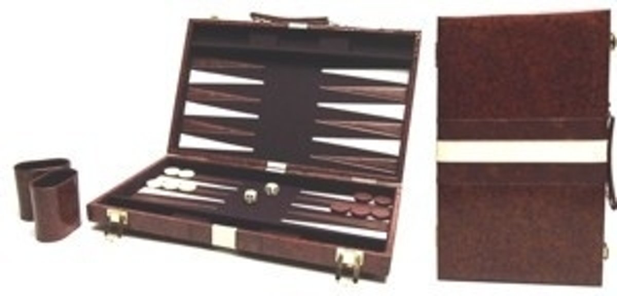 Hot sports Backgammon koffer bruin 38x24
