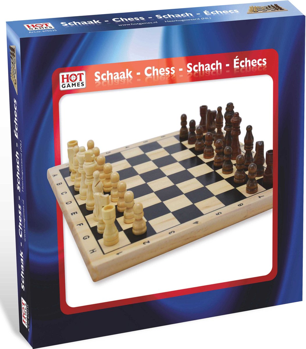 Schaak-Set hout bedrukt 29x29 cm. HOT Games