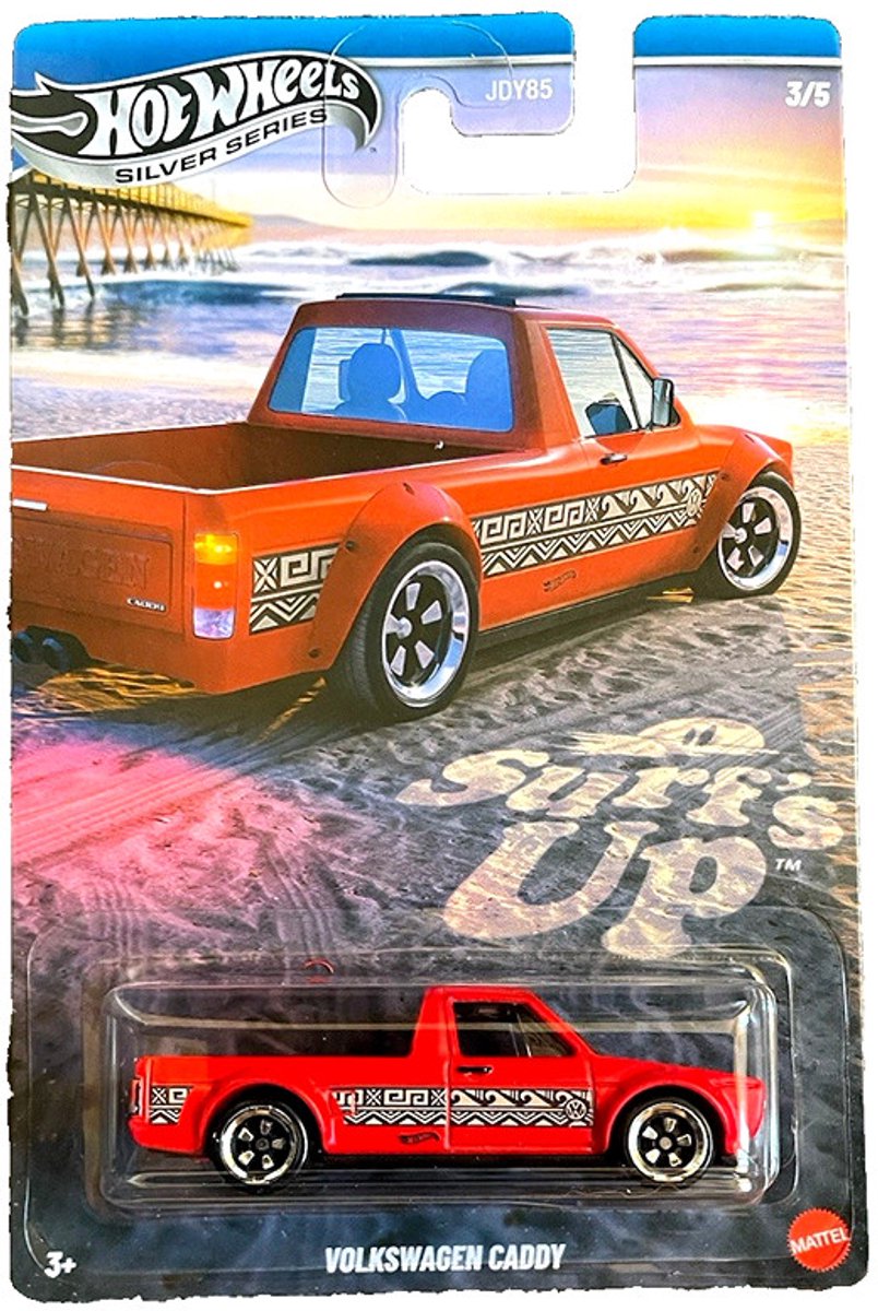 HOT WHEELS VW VOLKSWAGEN CADDY PICKUP RED MATT 1:64 HW VINTAGE SILVER SERIES SURFS UP 3/5