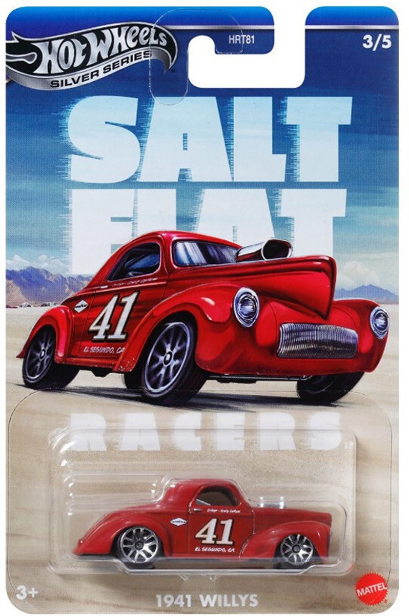 Hot Wheels Car 1941 Willys HW Salt Flat Racers Racing Red Silver Series 2025 1:64